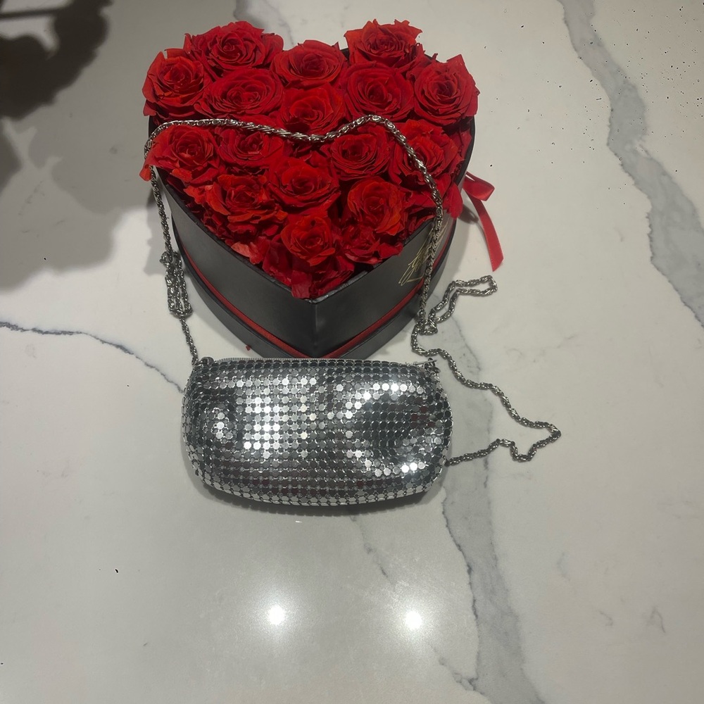 Silver Sequin Chain Bag